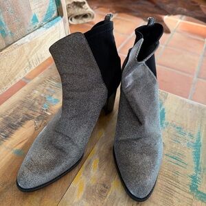 Stuart Weitzman Black and Gray Metallic Ankle Boots